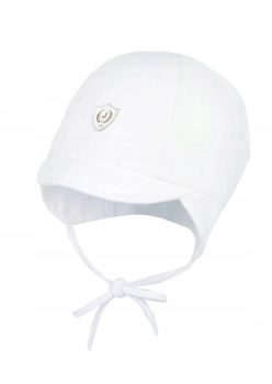 Niemowlęca czapka wiązana z daszkiem dla chłopca kolor biały - Jamiks - Cedric
