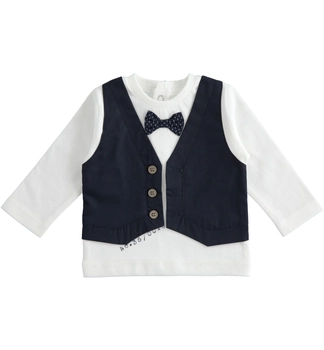 Bluzka niemowlęca z długim rękawem dla chłopca z muszką iDO