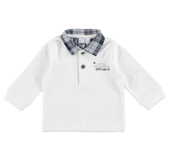 Bluzka polo niemowlęca z długim rękawem dla chłopca Śmietankowy iDO