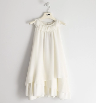 Sukienka bez rękawów dla dziewczynki kolor kremowy iDO 