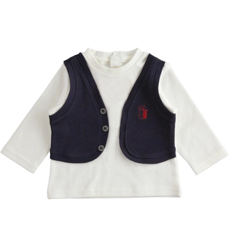 Bluzka niemowlęca z długim rękawem dla chłopca Śmietankowy iDO