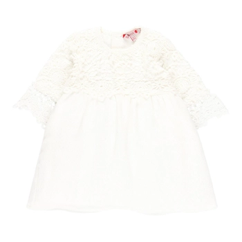 Sukienka z gipiurą dla dziewczynki kolor kremowy