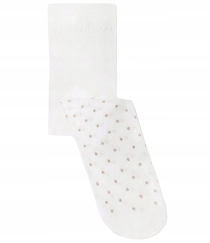 Rajstopy białe w złote groszki Mayoral