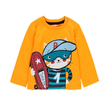 Bluzka z długim rękawem Boboli z klapką dla chłopca kolor żółty