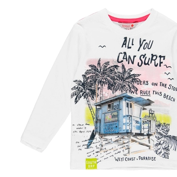 Bluzka z długim rękawem dla chłopca kolor biały Boboli