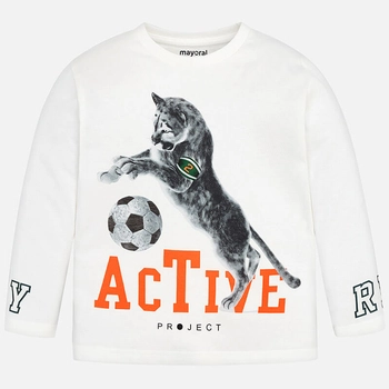Bluzka z długim rękawem dla chłopca kolor kremowy Active  Mayoral