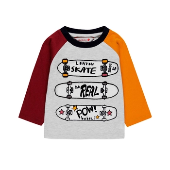 Bluzka z długim rękawem dla chłopca deskorolki Boboli kolor szary