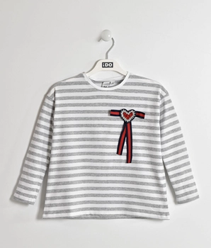 Bluzka z rękawem 3/4 tasiemki kolor szary iDO dla dziewczynki