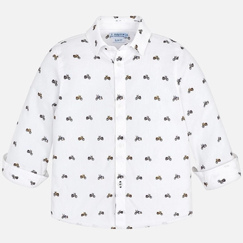 Koszula dla chłopca w motory kolor biały Mayoral