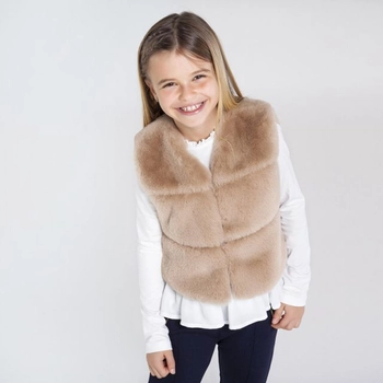 Kamizelka futrzana dla dziewczynki kolor Beżowy Mayoral