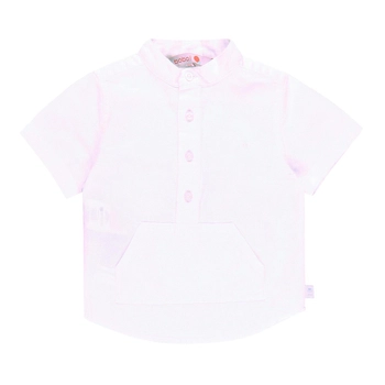 Koszula Boboli lniana z krótkim rękawem dla chłopca kolor biały