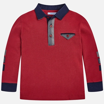 Koszulka polo długi rękaw kontrasty kolor bordo dla chłopca Mayoral