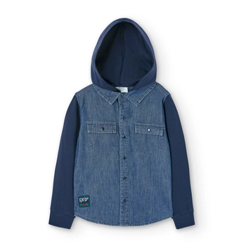 Koszula denim z długim rękawem dla chłopca kolor niebieski Boboli