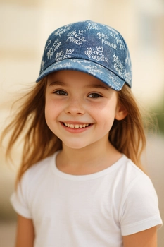 Czapka z daszkiem dla dziewczynki Broel kolor jeans Juliana