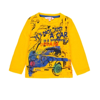 Bluzka z długim rękawem graffiti Boboli dla chłopca kolor żółty