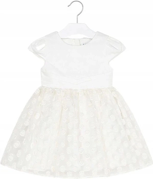 Sukienka elegancka  z krótkim rękawem Mayoral kolor kremowy